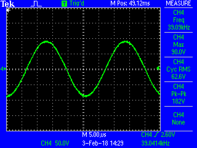 Voltage Across Single Turn Secondary, no Arc Discharge