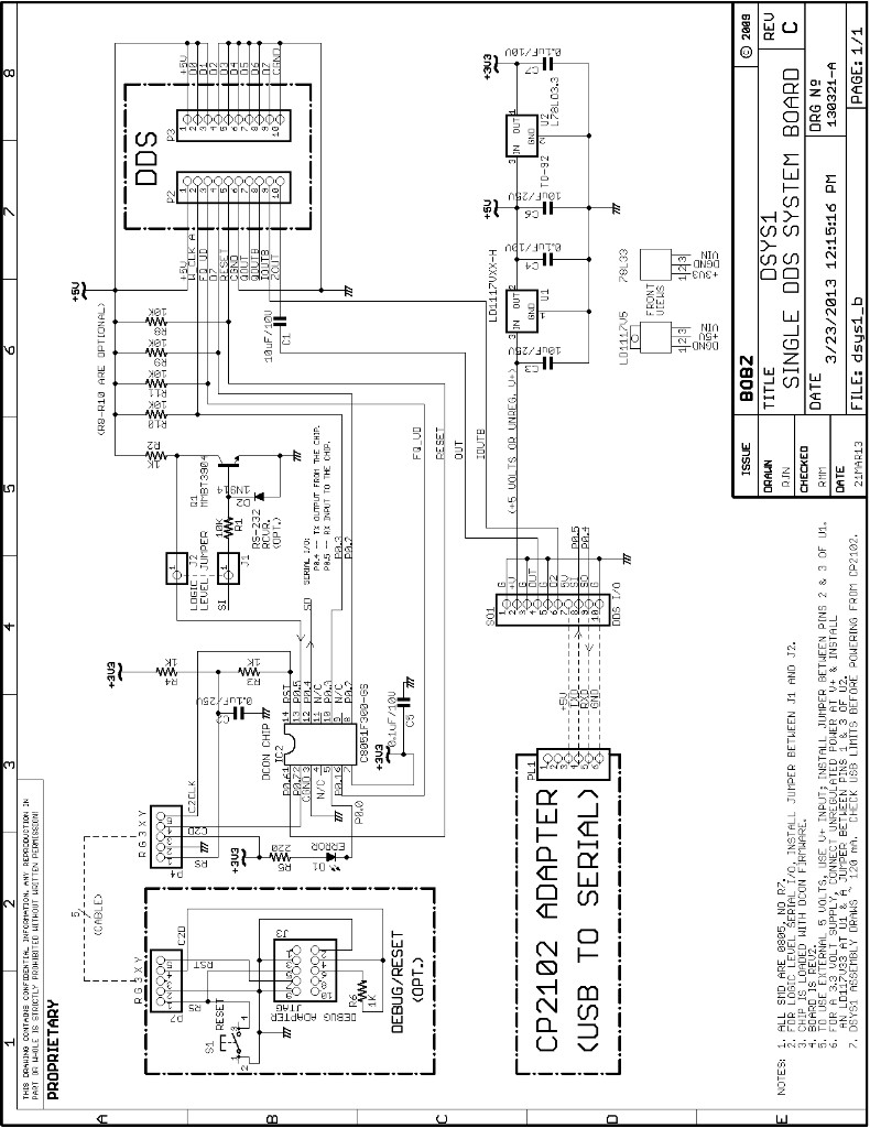 Schematic of DSYS1 Single DDS System Board